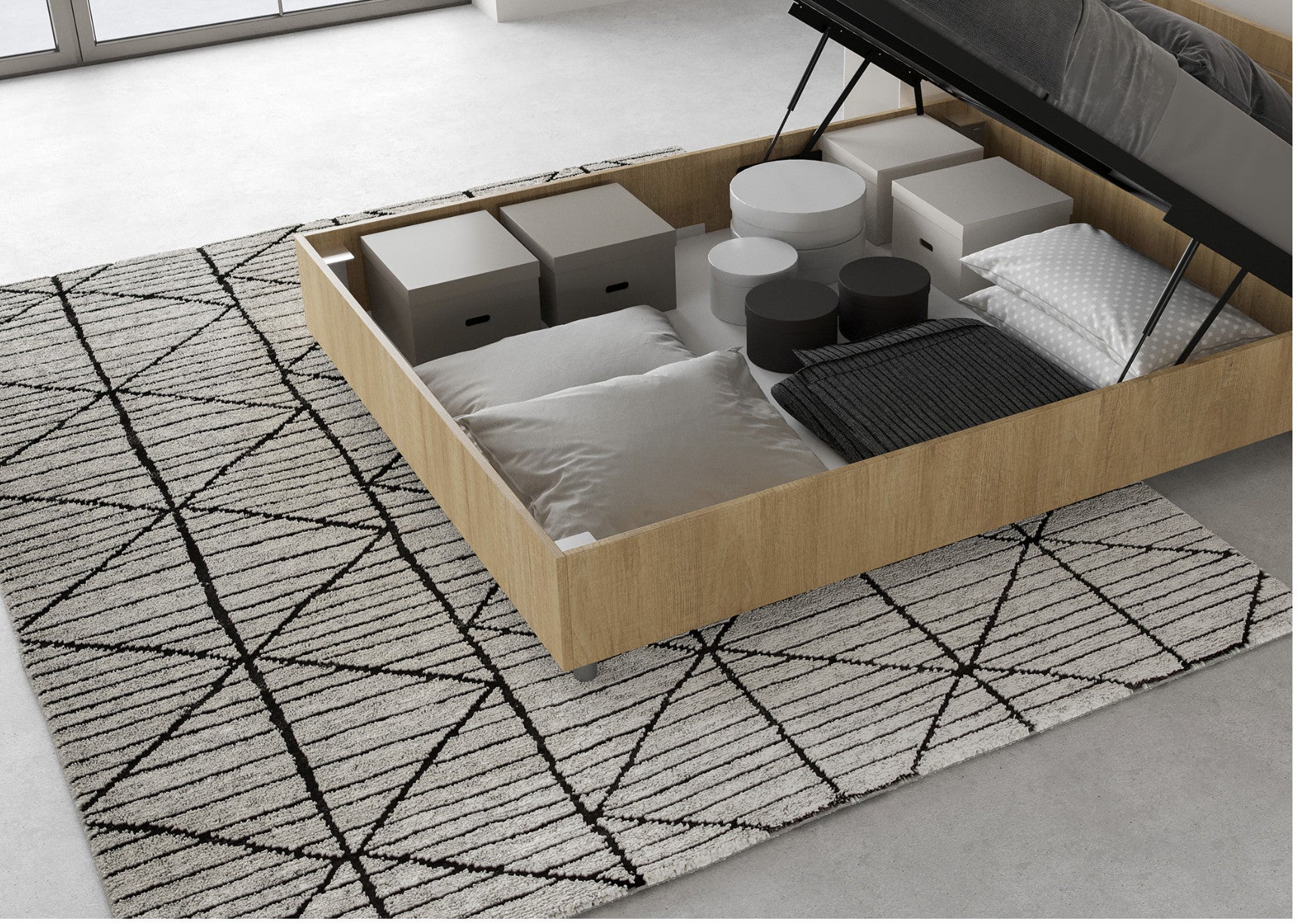 Lit en bois avec tête de lit inclinée Renoma-Couleur Blanc-80x200 - 6