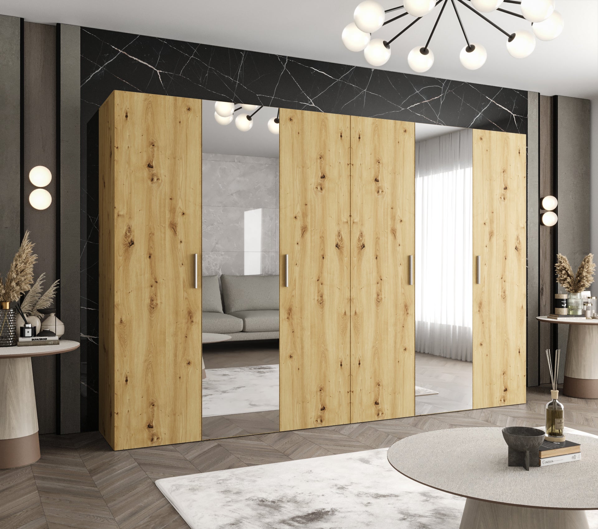 Szafa uchylna otwierana Bari 2 300 x 52 x 202 cm artisan + u. srebrny Abiks Meble - 2