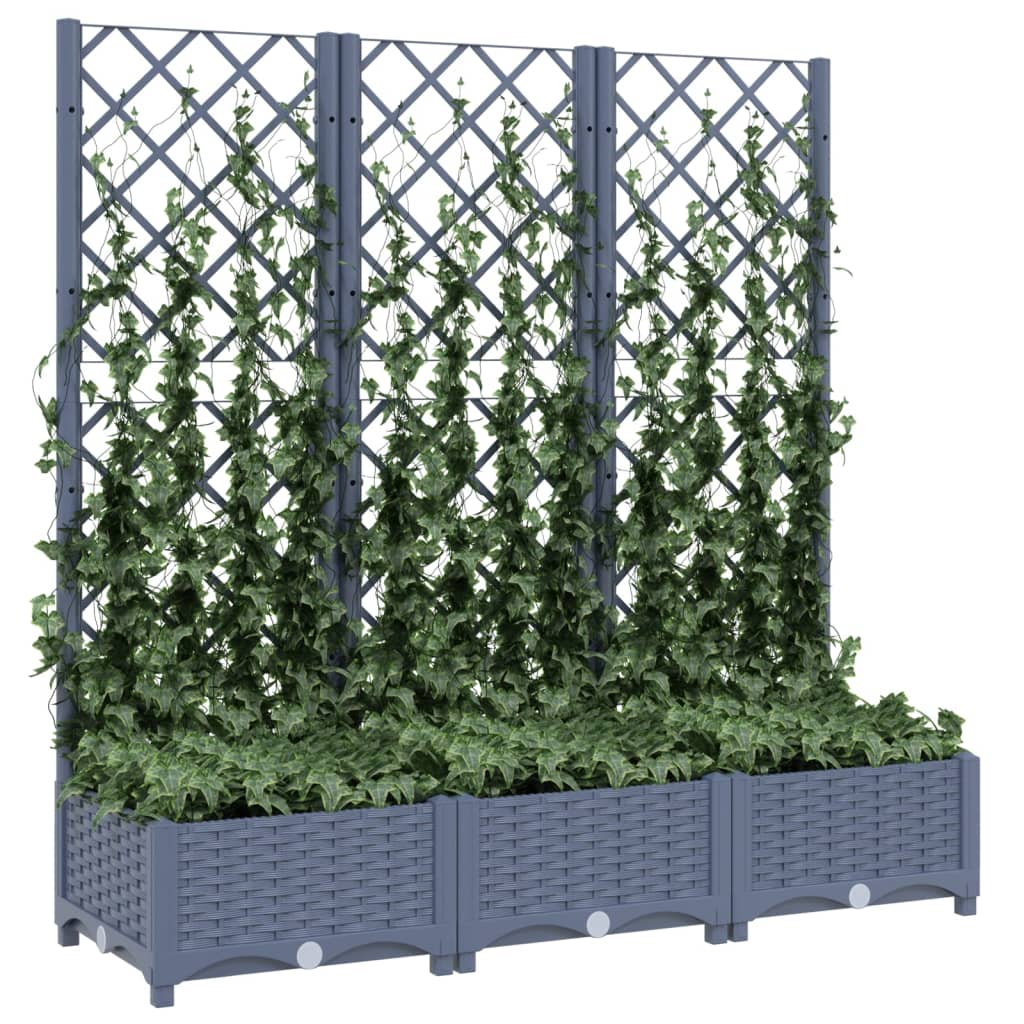 Maison Exclusive - Vaso/floreira jardim c/ treliça 120x40x121,5 cm PP cinzento azul - 3