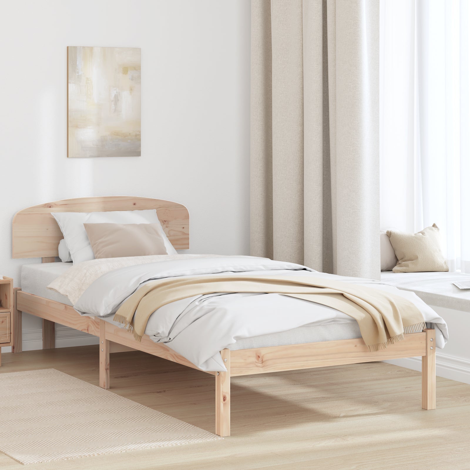 Ramka łóżka Naturalny 75 x 190 cm Lite drewno sosnowe vidaXL