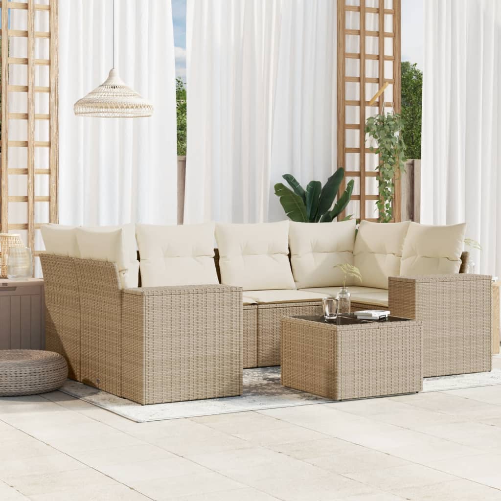 Salon De Jardin 4 Pièces VidaXL - Canapés Avec Coussins En Résine Tressée Beige - Neuf