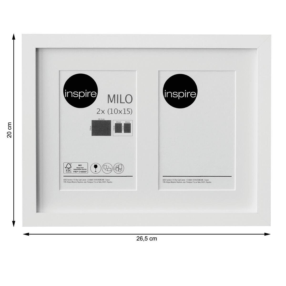 INSPIRE - Moldura fotográfica múltipla MILO para 2 fotos 15 x 10 cm - 20 x 26,5 cm - - MDF - Branco - 2