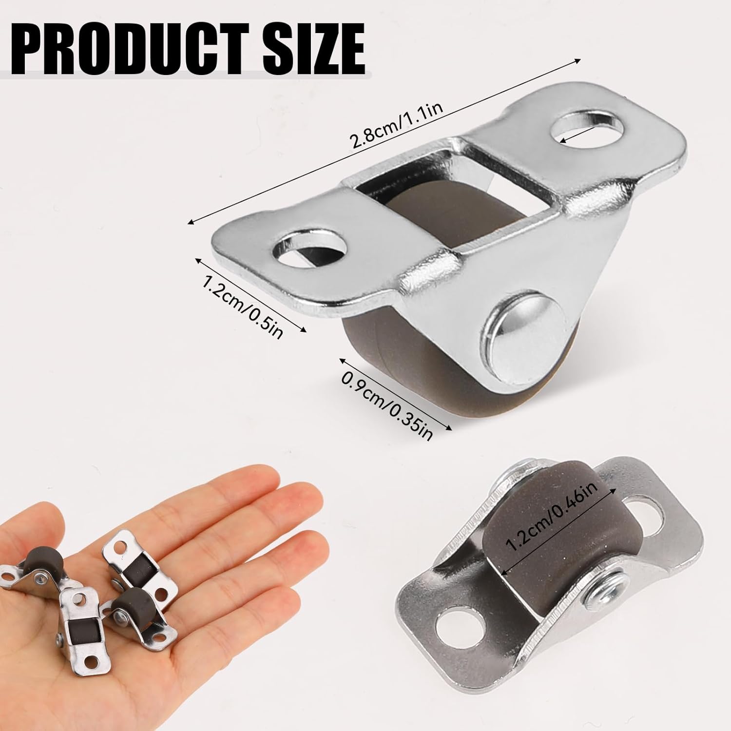 Set 8 Ruote Girevoli In Plastica 2,5 Cm Con Piastra Superiore Rettangolare, Fisse E Orientabili, Carico Max 79,8 Kg, Con Viti - 6