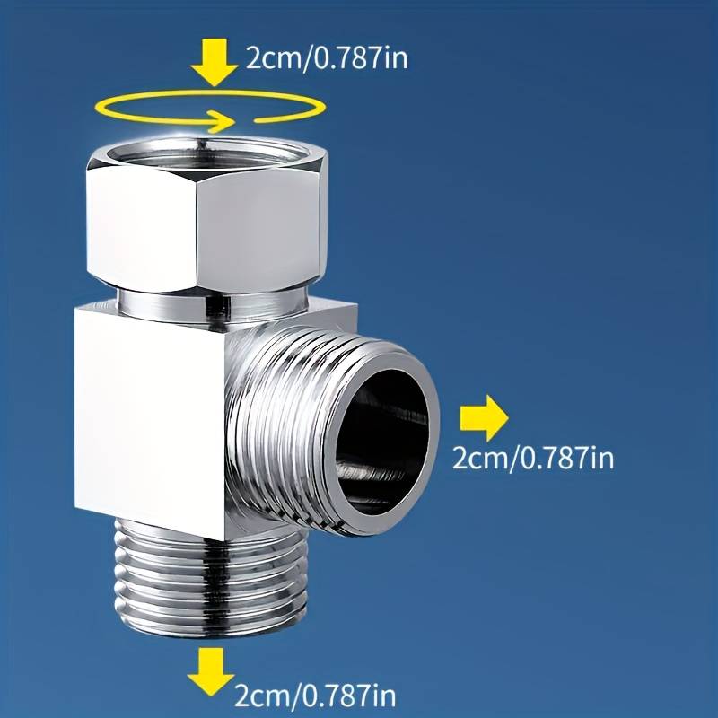 Vanne de Connexion T en Cuivre Pur, 2 Sorties, 2,54 cm, pour Machine à Laver & Douche - 3