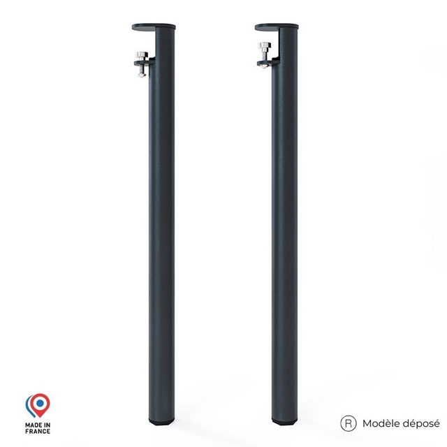 Lot de 2 pieds cylindriques DECO-GEM pour table mange debout en acier époxy noir à vis-étau, H.90 cm