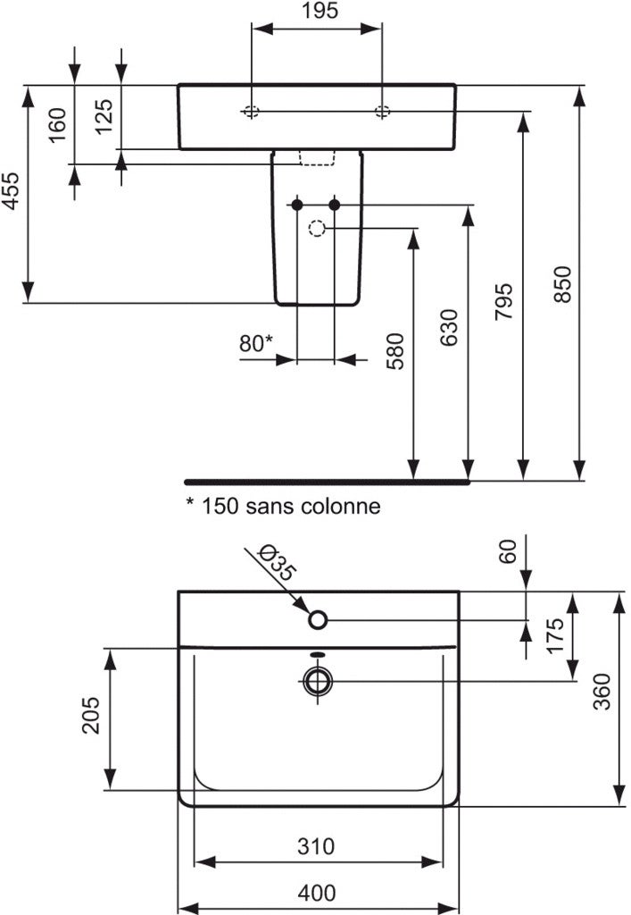Ideal Standard - Lave-mains Connect 40 x 36 cm blanc - E713701 Ideal standard - 2