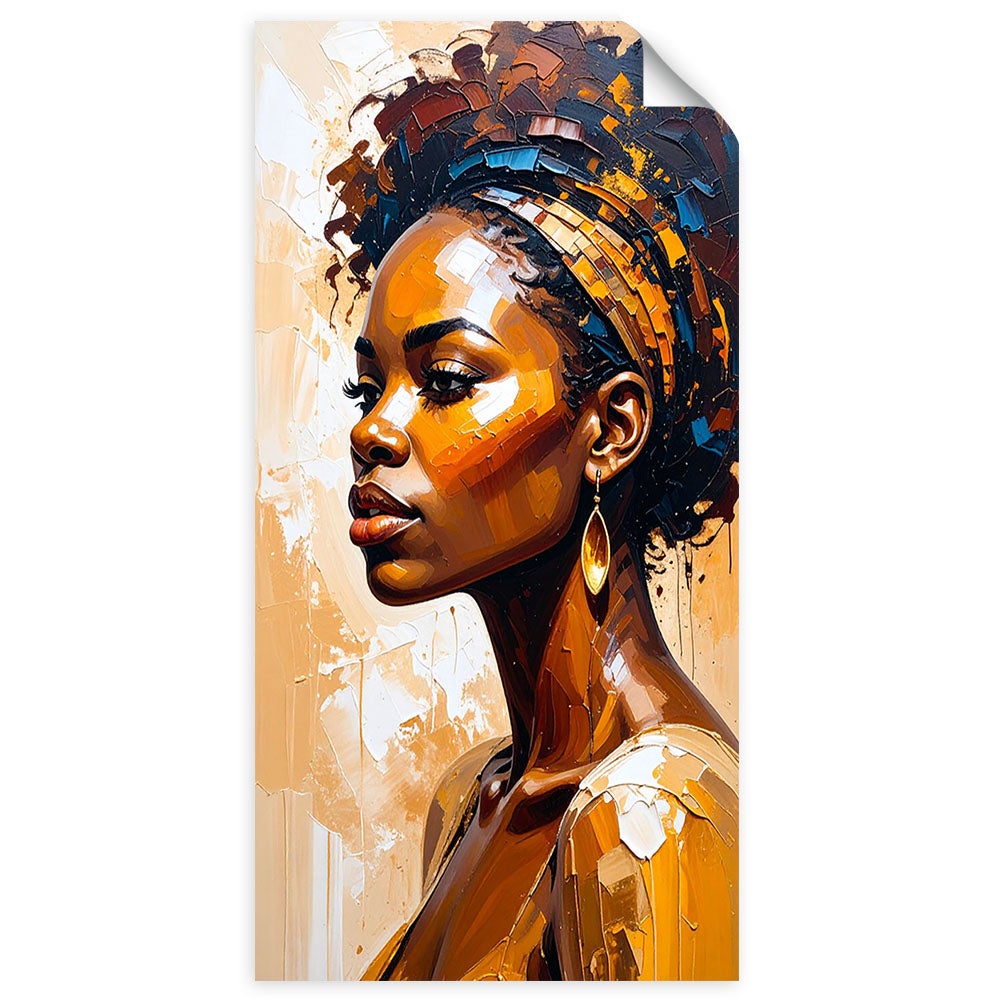Naklejka na ścianę do pokoju młodzieżowego, Portret afrykańskiej kobiety glamour 40x80