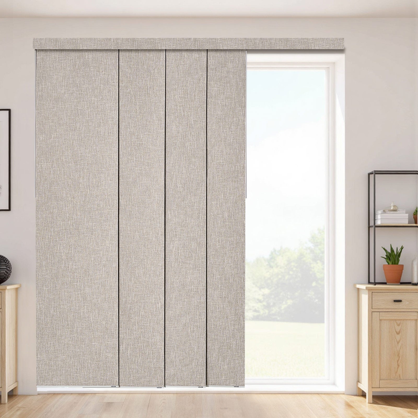 Panel Curtains Zasłony przesuwne 4 Panele do drzwi przesuwnych Brąz VEVOR