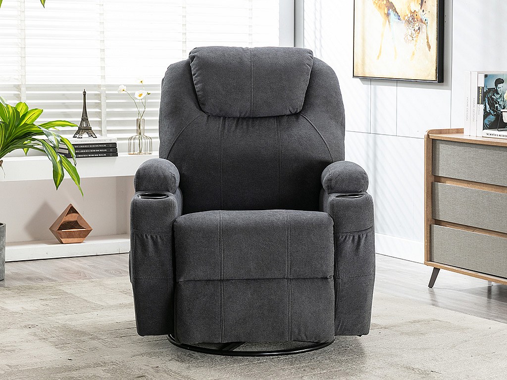 Fotel do masażu SILVANO z tkaniny – kolor szary