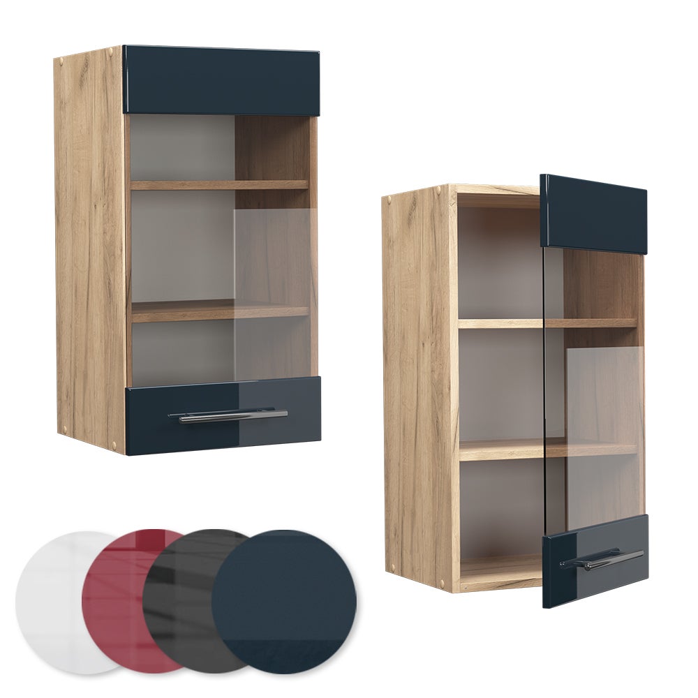 Vicco Armoire en verre Fame-Line, Bleu foncé brillant, 40cm - 5