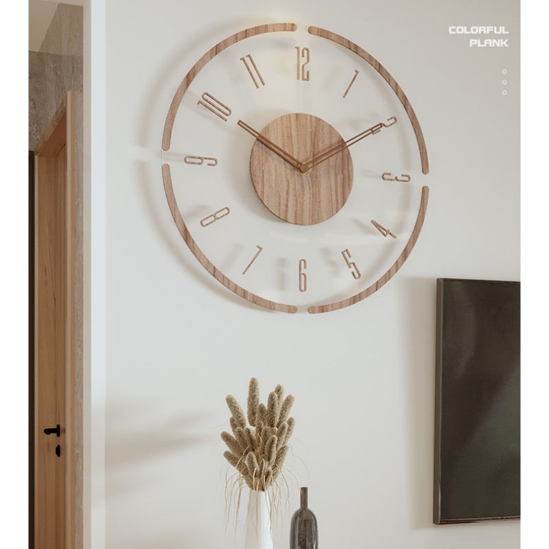 Une horloge murale ronde de 30 cm avec une finition imitation bois, silencieuse et sans tic-tac, convenant aux maisons, aux fermes et aux bureaux - 3