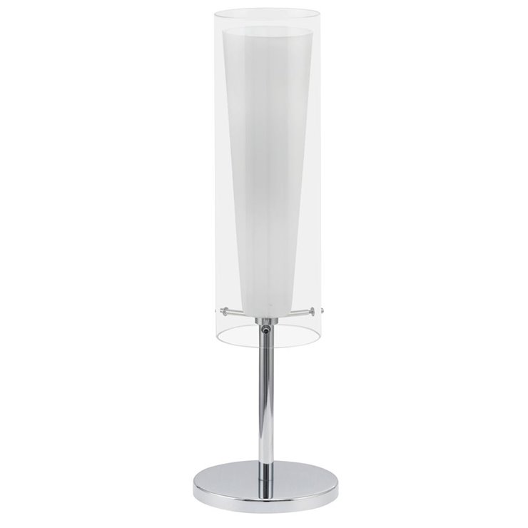 Eglo PINTO E27 Cromo, Trasparente, Bianco lampada da tavolo