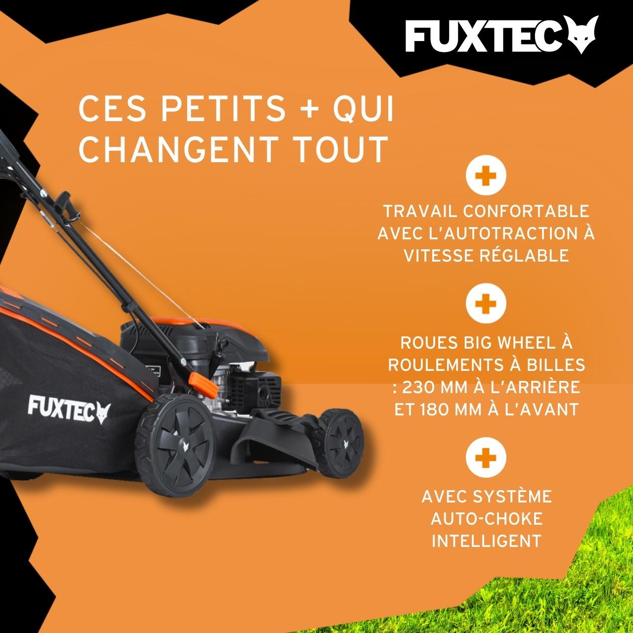 Tondeuse à Gazon Thermique Autotractée 170 cm³ 51 cm - Vitesse Réglable, Bac 60L, Easy Clean - FX-RM5170PRO - FUXTEC - 4