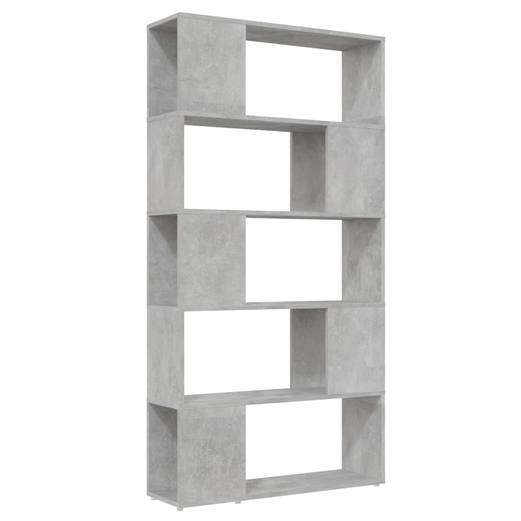 Bibliothèque de séparation, gris béton, pour le salon, 80 × 24 × 155 cm - 2
