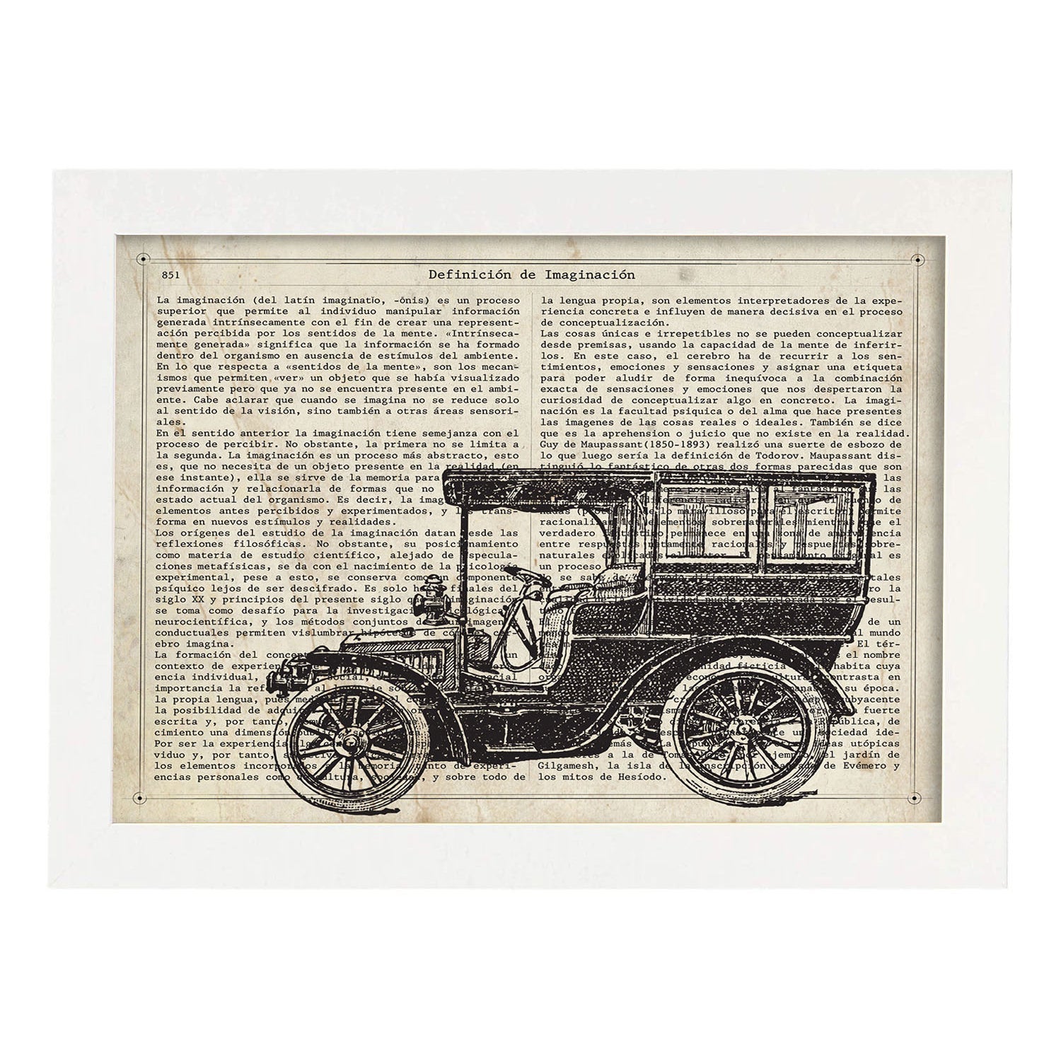 Affiches D'objets Vintage. Lame De Voiture Vintage Avec Des Images D'objets Et D'instruments Vintage, Avec Des Définitions En Espagnol. Sans Cadre A3 - 2