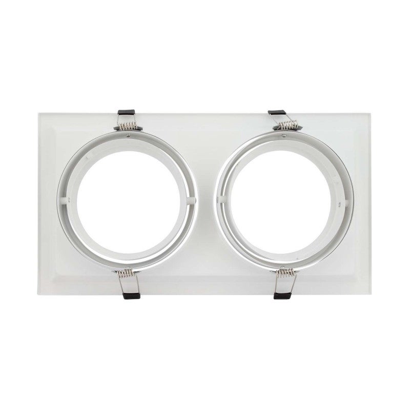 Support AR111 carré double encastrable orientable blanc - 3