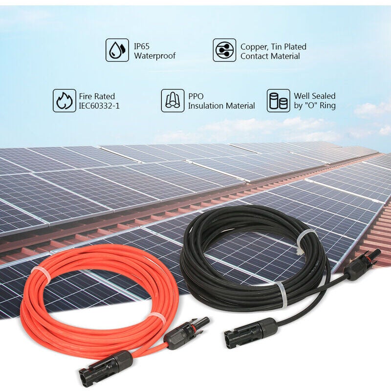 Câble d'extension pour panneau solaire avec connecteur MC4, paire rouge + noire, 14AWG 4m - 3