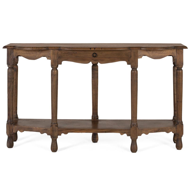 Konsola wyrzeźbiona à la main z drewna tekowego pochodzącego z recyklingu