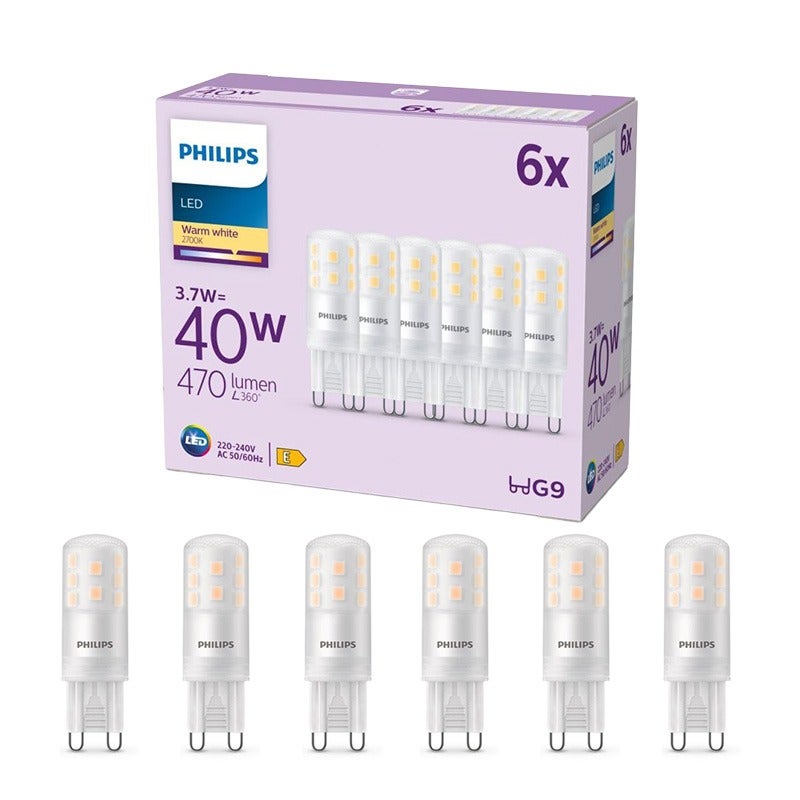 Фото - Лампочка Philips Żarówka LED G9 Kapsułka G9 3.7 W = 40 W 470 lm 2700K Ciepła biel 320st EC Multipack 6 szt.