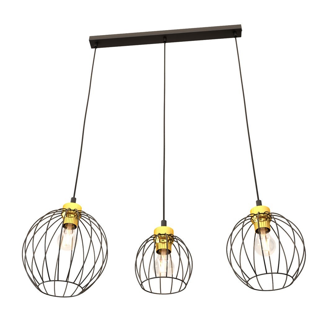 Lampa wisząca Nando czarno-złota 3xE27x15W wym: 140 x 77 x 24 cm metal Emibig