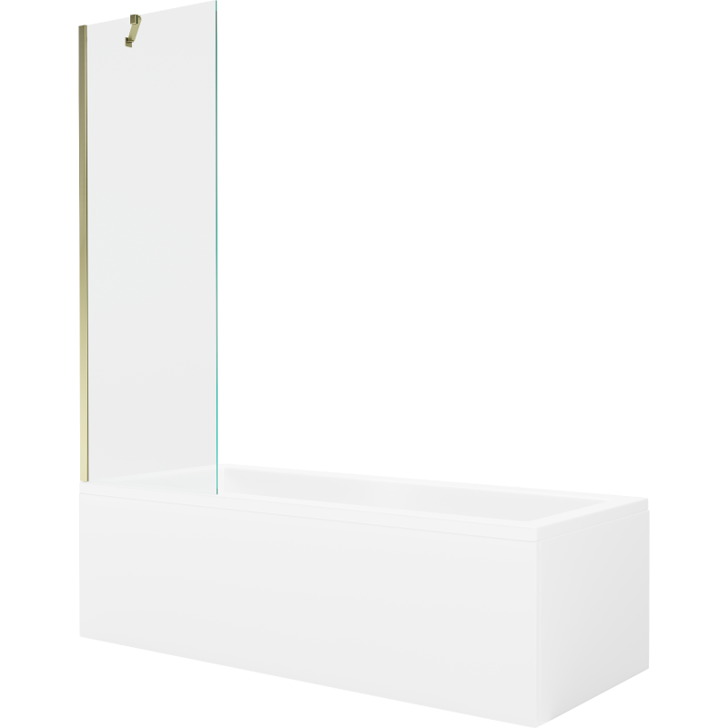 Mexen Cubik wanna prostokątna 170 x 70 cm z obudową i parawanem 1-skrzydłowym 60 cm, transparent, złoty - 550317070X9506000050