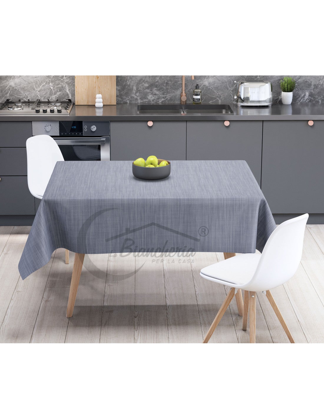 MANTEL LIMA © de lona encerada plastificada hidrófuga en PVC liso GRIS fabricado en Italia - 2