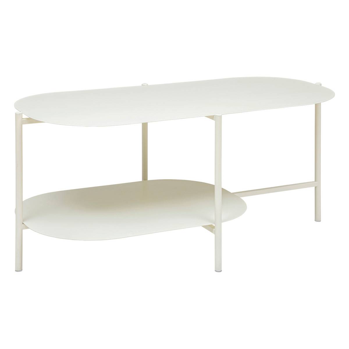 Tavolino Da Salotto In Metallo ATMOSPHERA Haja, 100x50x45 Cm, Colore Bianco, Design Lineare Moderno
