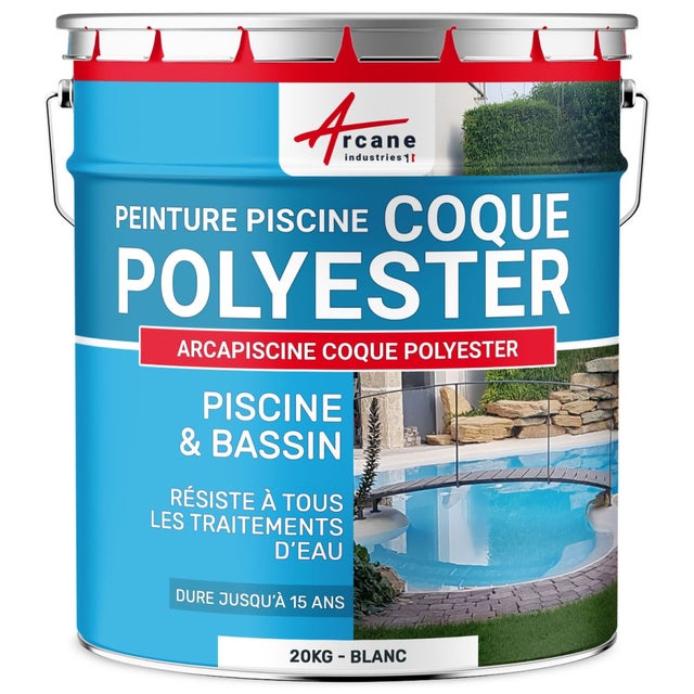 Peinture Piscine pour coque polyester Arcapiscine - 20 kg (jusqu'à 65m² en 2 couches) Blanc - ARCANE INDUSTRIES