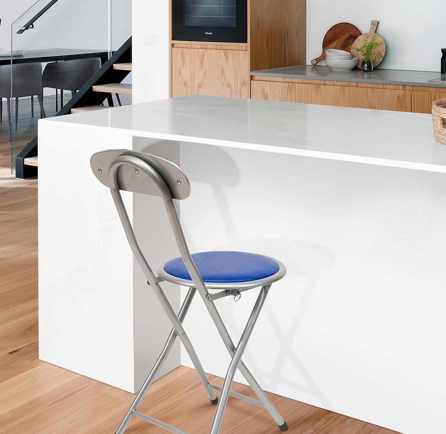 Chaise Pliante Avec Dossier Et Coussin - Bureau, Maison, Jardin - Acier Robuste - Pliable Pour Gain De Place - Couleur Marron