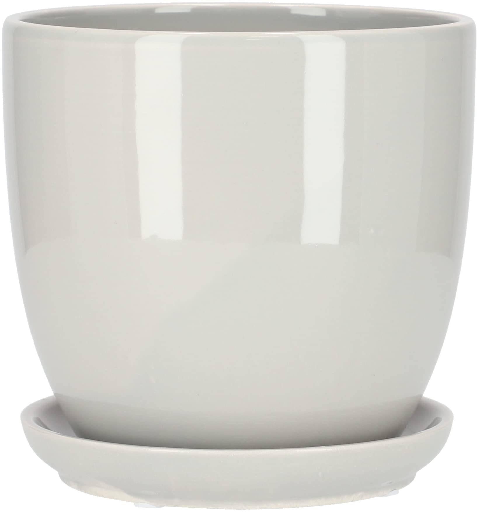 Doniczka donica osłonka ceramiczna z podstawką szara ⌀20 cm - KOTARBAU - 6