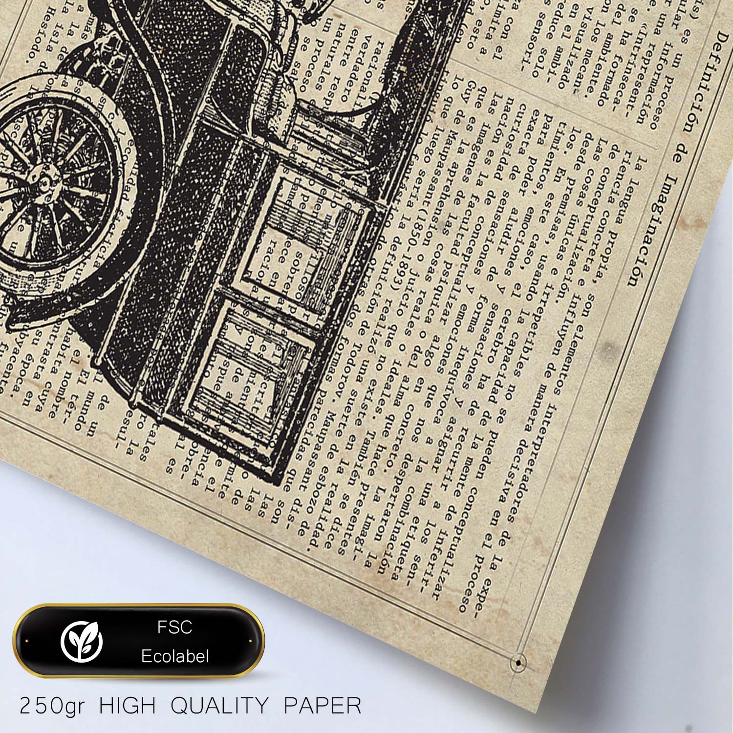 Affiches D'objets Vintage Lame De Voiture Vintage Avec Des Images D'objets Vintage Avec Des Définitions En Espagnol Cadre En Bois Clair A3 - 2