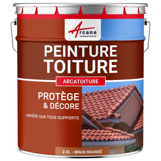 Peinture Toiture pour tuiles ou toiture en matériau poreux : ARCATOITURE Brun Orangé - RAL 8023 - 2.5 L - ARCANE INDUSTRIES