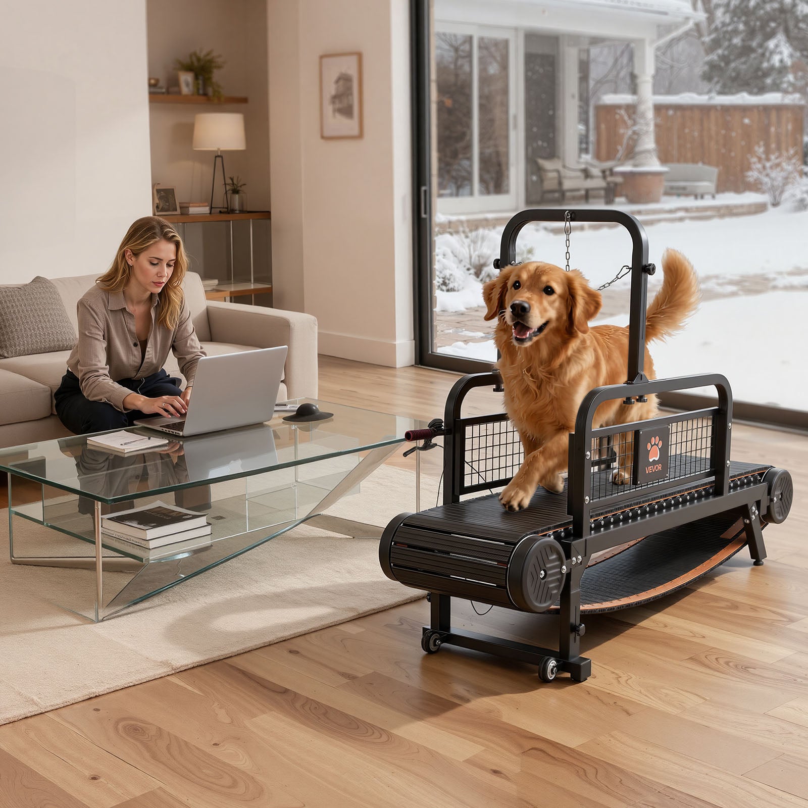 Cinta de correr VEVOR para perros pequeños a medianos, estera de ejercicio interior no motorizada para perros, carga máxima 400 libras, inclinación - 8