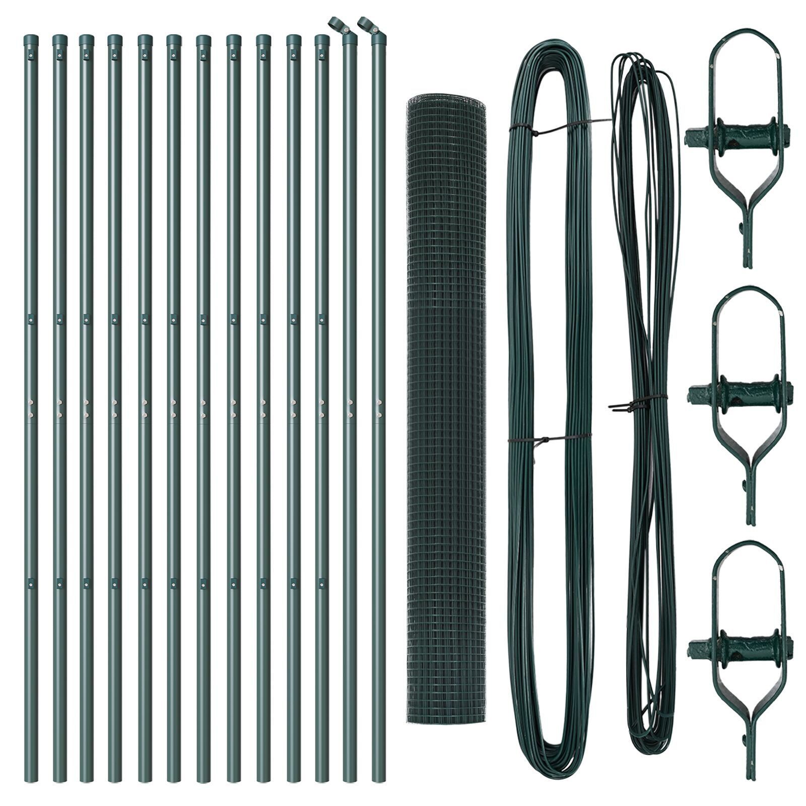Lot De 10 Piquets De Clôture En Acier Gtongoko 0,9m Vert