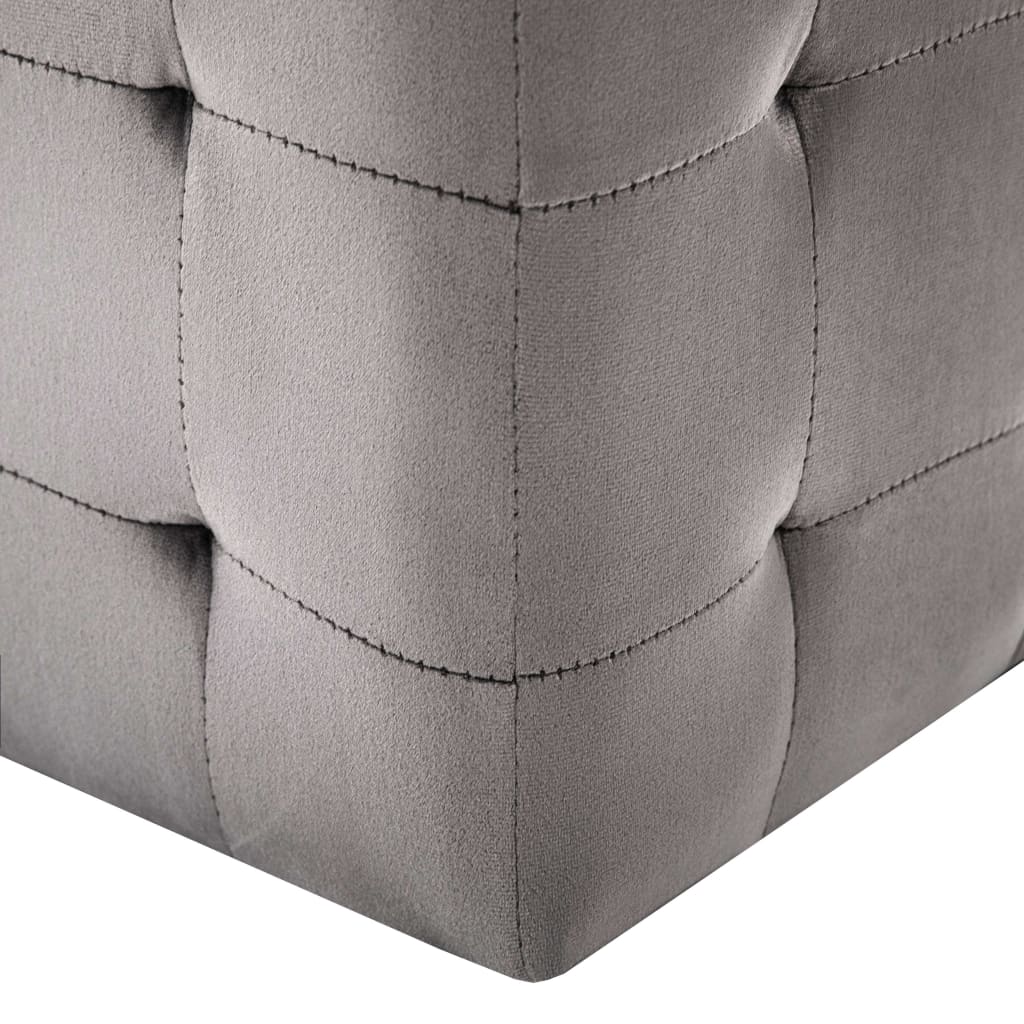 Pufe 2 unidades veludo cinza 30x30x30 cm - 5