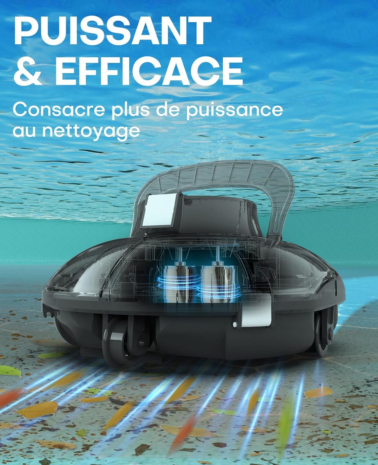 Robot de Piscine Sans Fil WINNY 200 Idéal pour Piscines Hors Sol Double Filtration, Autonomie 75 min, Léger et Compact - 2