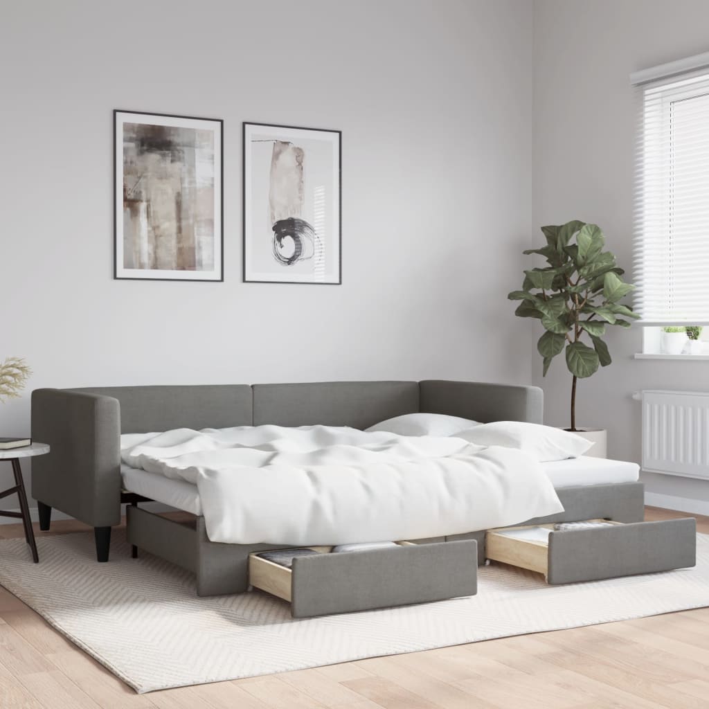 Maison exclusive - sofá cama nido con cajones tela gris oscuro 90x200 cm