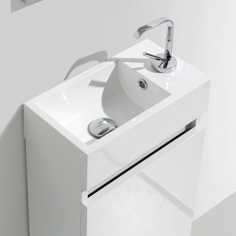 Meuble lave-main salle de bain design SIENA largeur 40 cm blanc laqué - 3