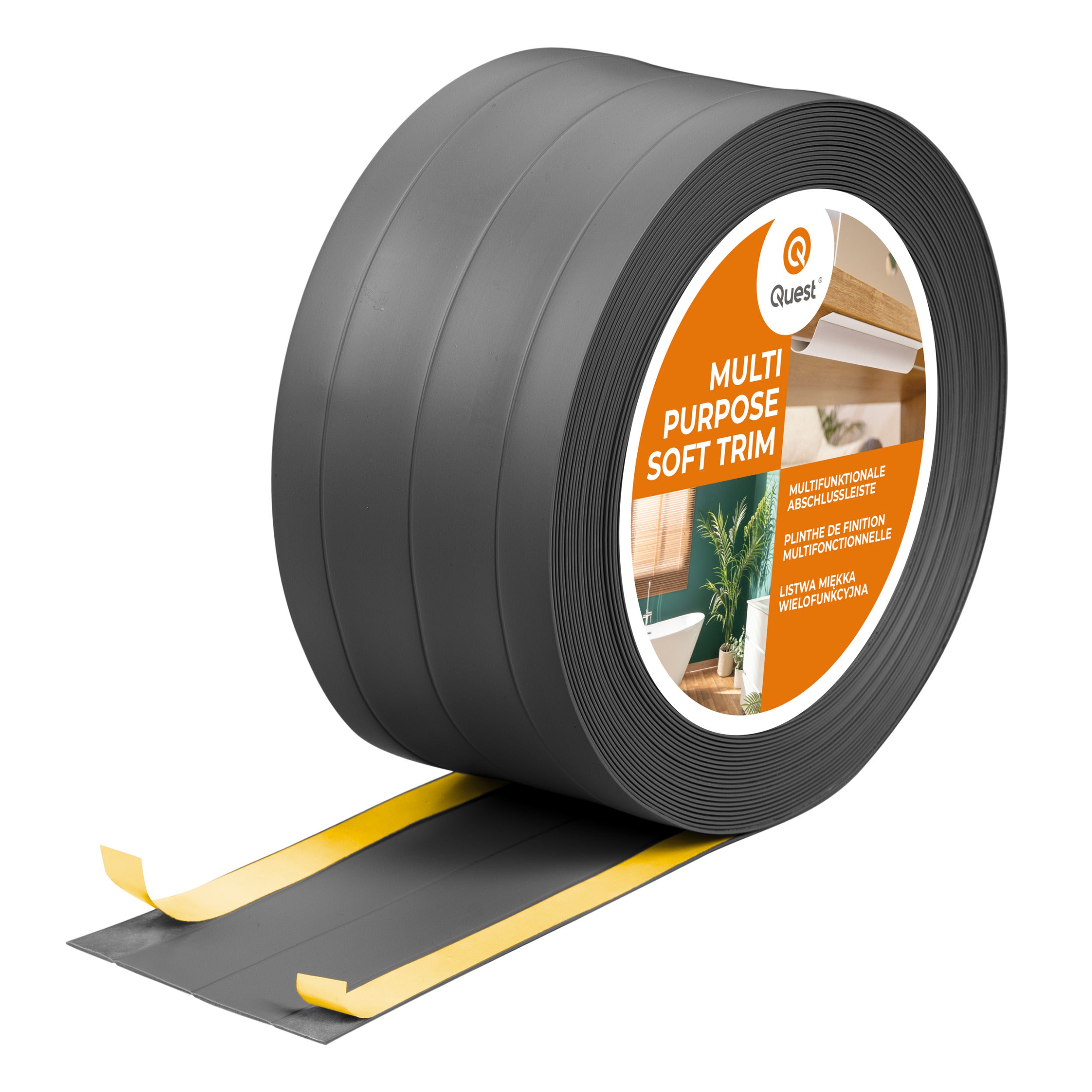 Listwa wykończeniowa PVC 4w1 samoprzylepna 95 mm - elastyczna, uniwersalna - 15 m, ciemnoszara