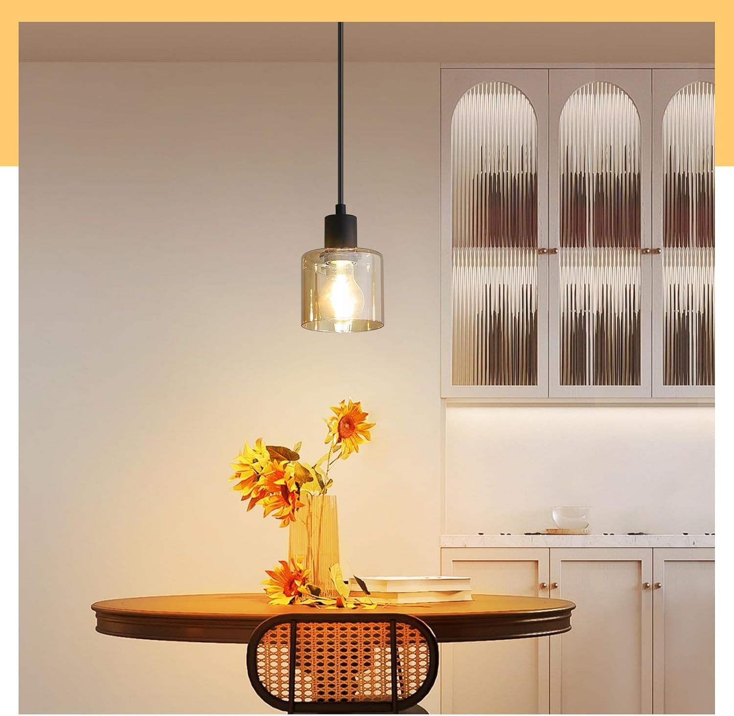 NETTLIFE Lámpara colgante para mesa de comedor lámpara colgante vintage E27 lámpara colgante negra 1 bombilla retro industrial - 4