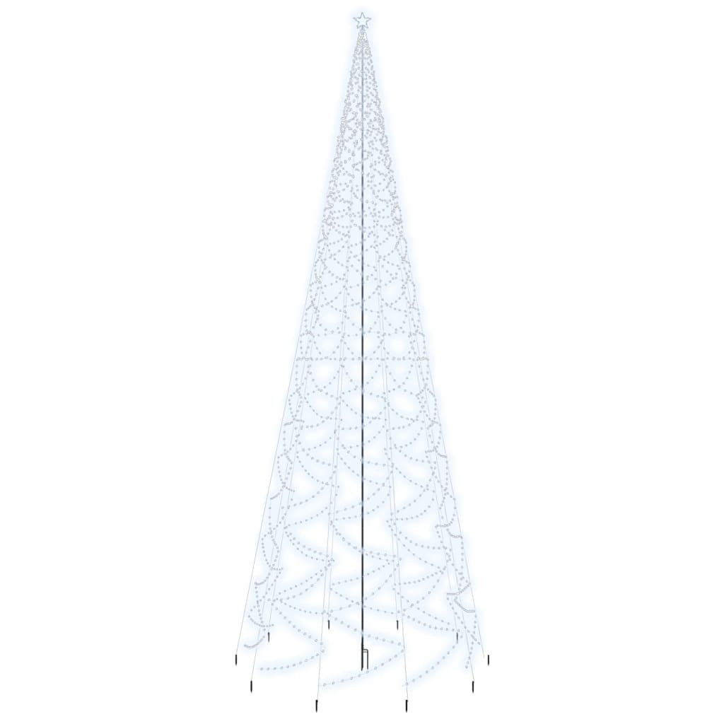 Sapin De Noël Extérieur 2m LED Blanc Froid 360 Lumières - Avec Étoile Et Contrôleur 8 Effets - Structure Métal - 10