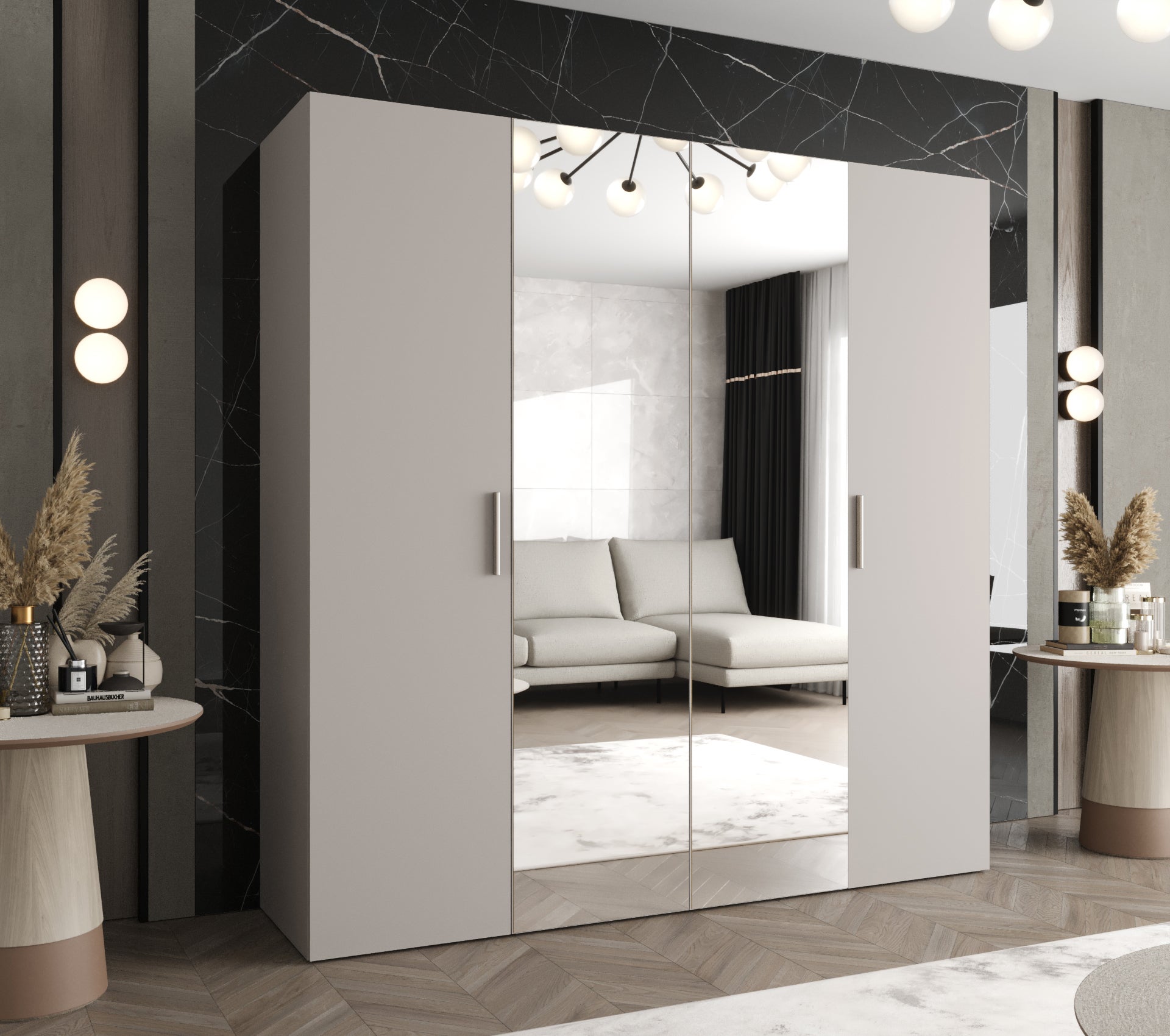 Szafa uchylna otwierana Bari 2 200 x 52 x 202 cm kaszmir + u. srebrny Abiks Meble - 2