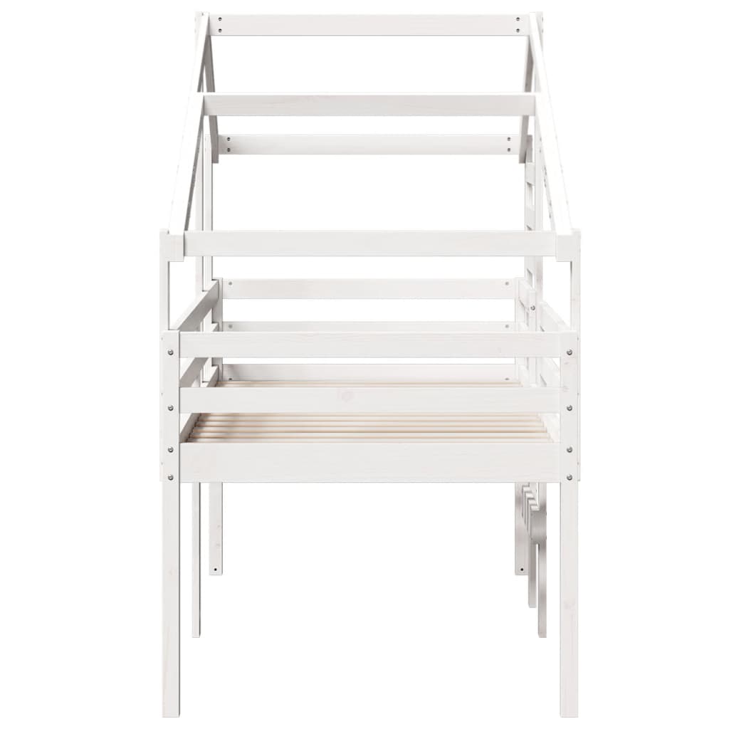 Lit haut avec toit blanc 90x190 cm bois de pin massif - 5