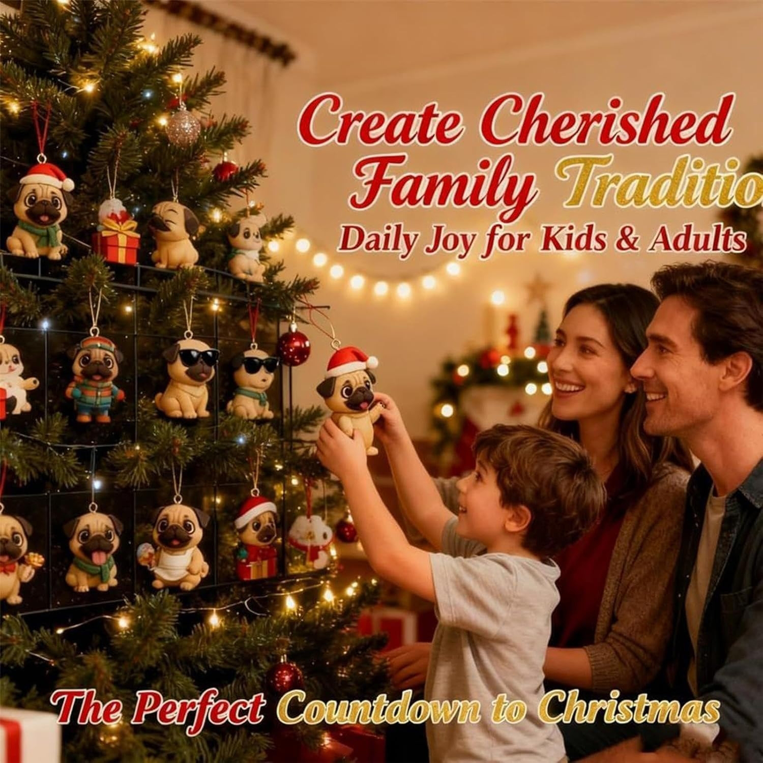 Calendario dell'Avvento di Natale - Ciondolo a forma di cane in acrilico 2D, decorazione dell'Avvento di 24 giorni, ornamento natalizio - 4