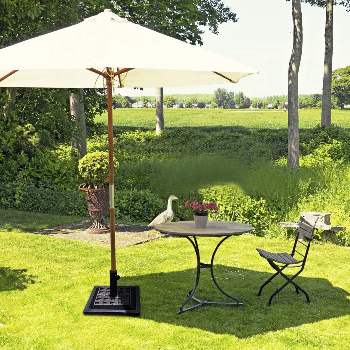 Base per Ombrellone in Resina da 46 cm, Base per Ombrellone Rotondo da 10 kg per Esterni, per Giardino, Spiaggia Piscina (Bronzo (modello1)) - 8