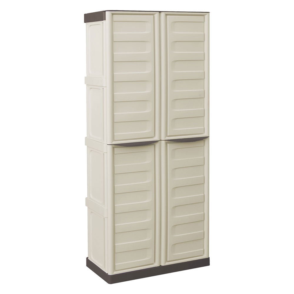 Armoire porte-balais en plastique en polypropylène, couleur ivoire et taupe, L 700 x P 390 x H 1 650 mm - 5