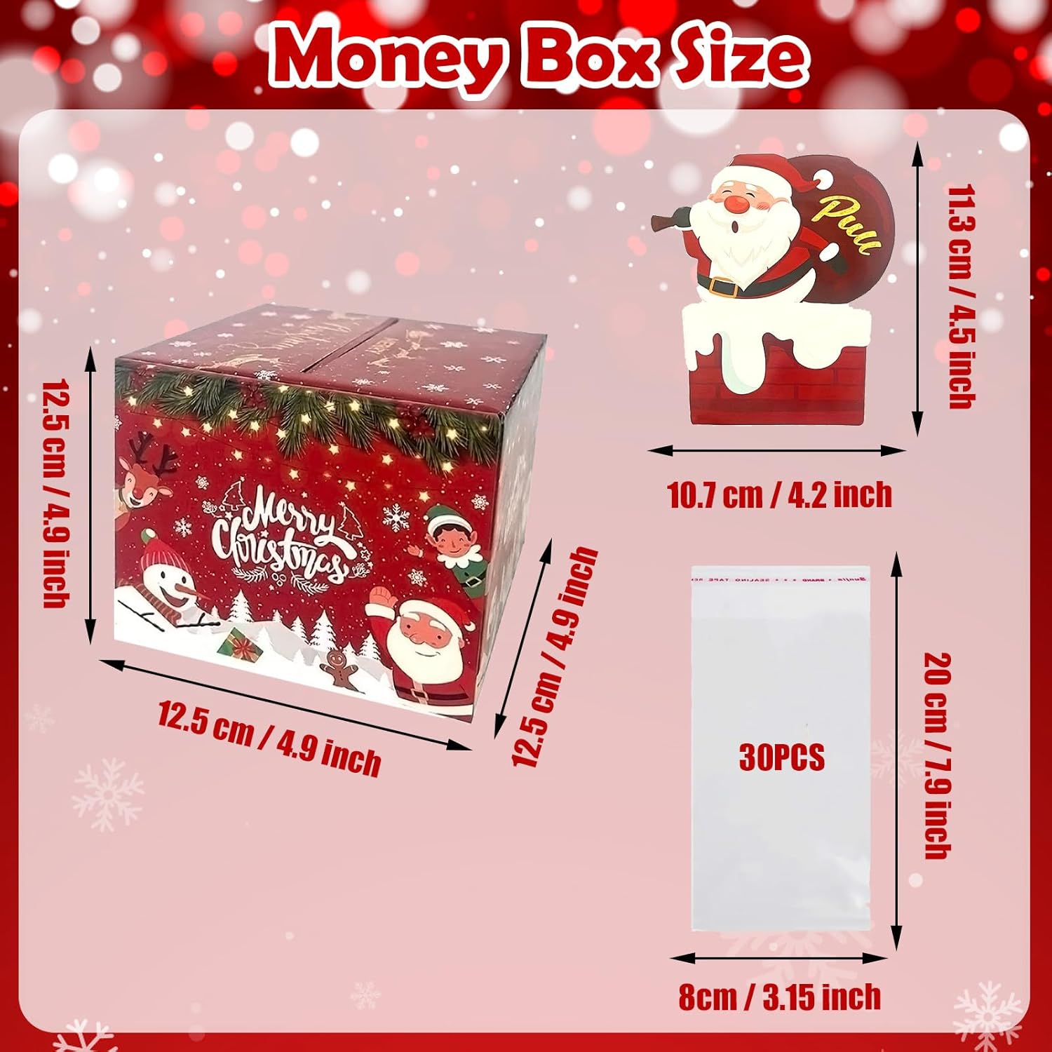 VARACL Santa Claus Boîte à Billets De Noël 2026 Avec 30 Sacs