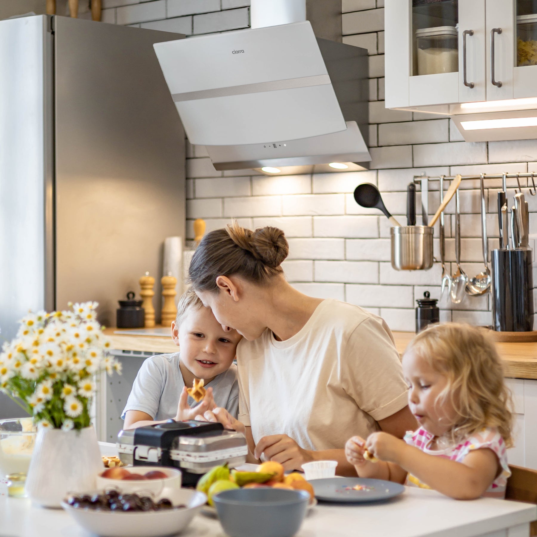 CIARRA Hotte Aspirante 60cm 650m³/h A+++ 4 Vitesses avec Booster APP Contrôle Touch Tactile Verre Blanc VM6736NW - 8