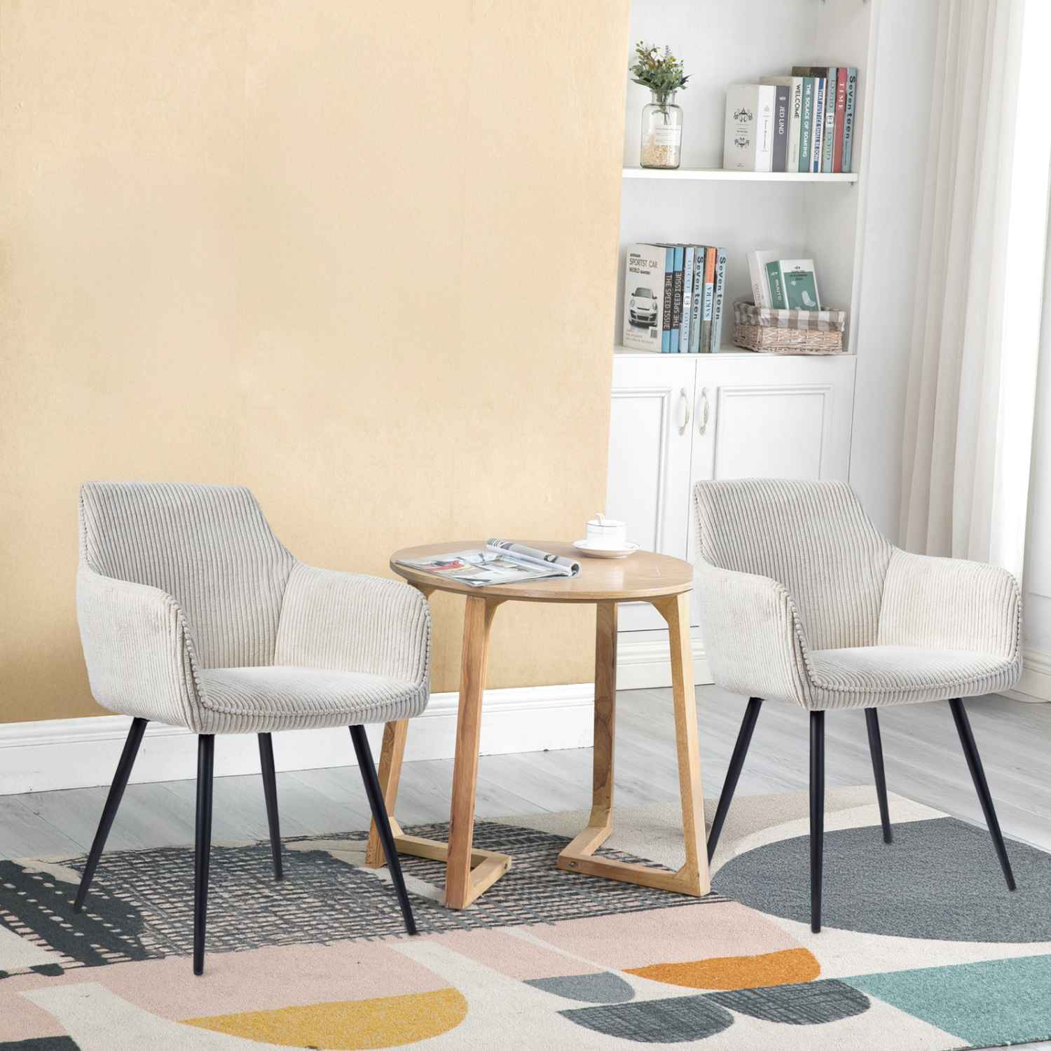 Lot De 4 Chaises De Salle à Manger En Velours Beige - Dossier Ergonomique, Pieds Métal - Style Moderne