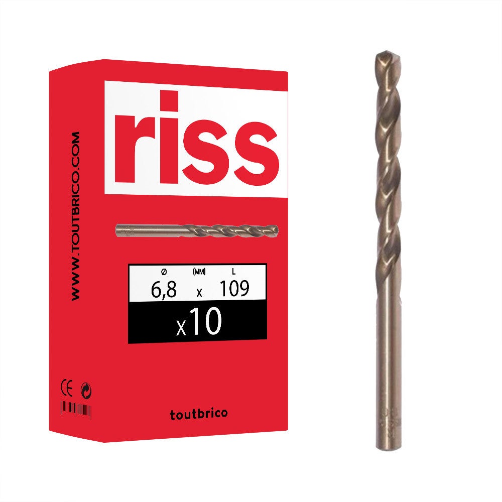 Boite 10 forets à métaux HSS Cobalt 5% Ø6,8mm - Riss | Leroy Merlin